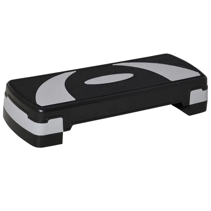 HOMCOM Step de Aeróbic Stepper para Fitness con Altura Regulable 3 Niveles de 10/15/20 cm para Deporte y Ejercicio en Casa Gimnasia Carga 150 kg 80x31x20 cm Negro - 1