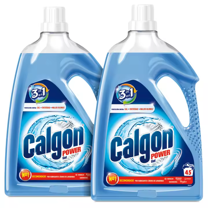 Calgon Power Gel - Antical para la Lavadora, Elimina Olores y Suciedad, en Formato Gel, 4,5L (90 dosis, 2x25 L) - 1