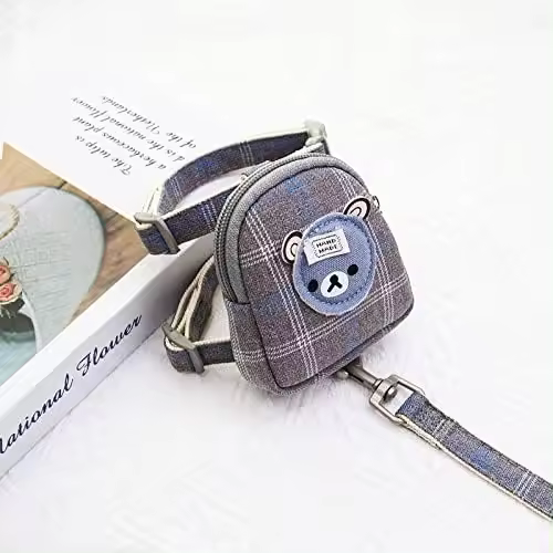 Verde - Mochila Dibujos Animados Plaid para Perros - Arnés - Correa - Set Completo - 1