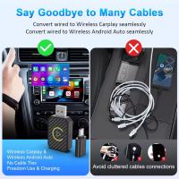Adaptador inalámbrico Mini Android Auto y adaptador inalámbrico Carplay, adaptador inalámbrico Carplay 2 en 1 para Carplay con cable OEM Android Auto Car, adaptador inalámbrico CarPlay para iPhone IOS 10+/Android 11+, USB-C/USB - details 1