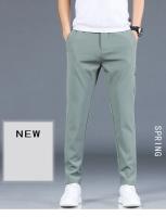 Pantalones Casuales Para Hombre Verano 2024 Estilo Coreano Elásticos Rectos Ajustados Cómodos Trajes Negocios Verde Militar - details 2