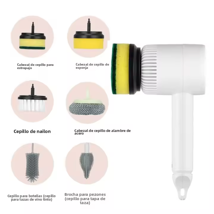 Cepillo De Limpieza Multifuncional USB Recargable Para El Hogar Con 6 Cabezas De Cepillo Aparatos Eléctricos De Limpieza - 1