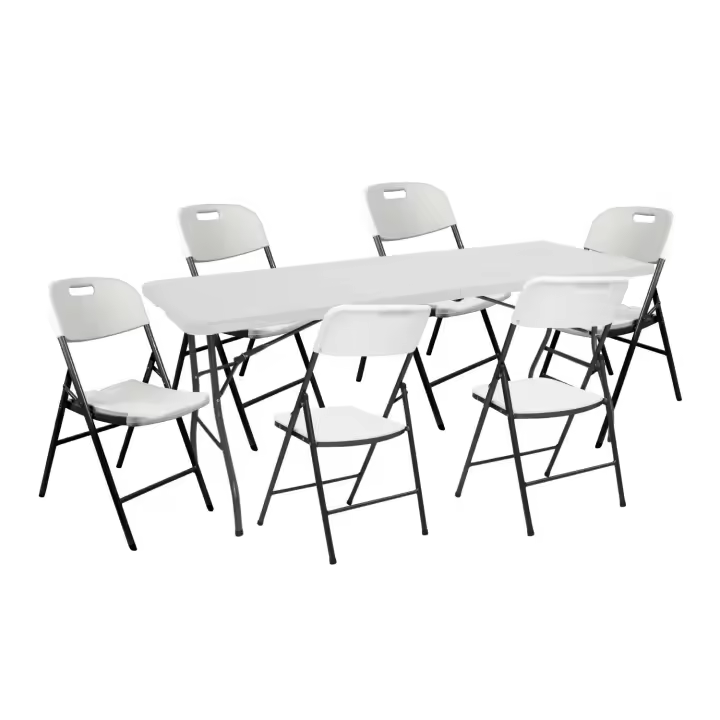 Conjunto Plegable Mesa 180cm y 6 Sillas con Asa Catering O91 - 1