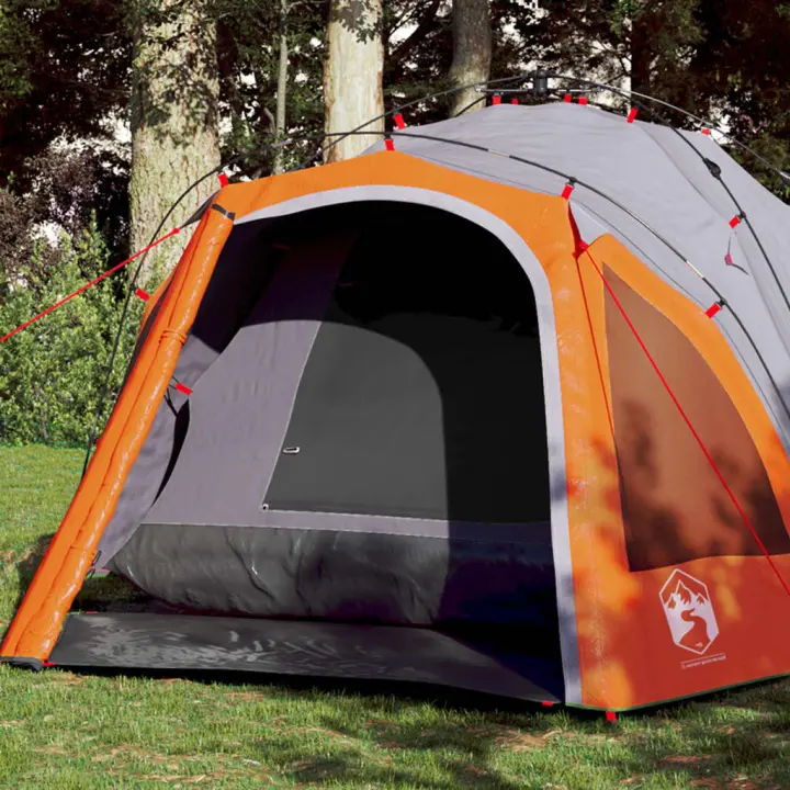 vidaXL Tienda de campaña iglú 3 personas apertura rápida gris/naranja - 1