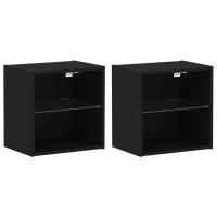 Estante flotante vidaXL 2 pcs Negro Roble 40x28,5x40 cm Madera Compensada - details 1