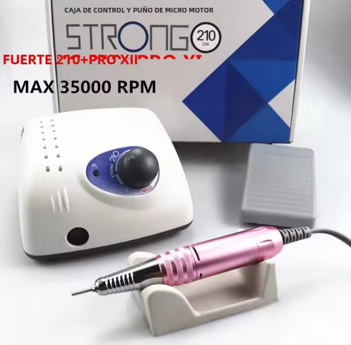 Taladro De Uñas Eléctrico 65W 35000 Rpm Máquina De Pulido Y Fichas De Uñas Strong 210 pro XII Con Corte De 35mm Para Manicura - 1