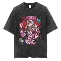 Camiseta Harajuku Japón Anime Streetwear Gráfico Algodón Verano Manga Corta Impresión Jujutsu Kaisen Vintage Lavada Para Hombre - details 15