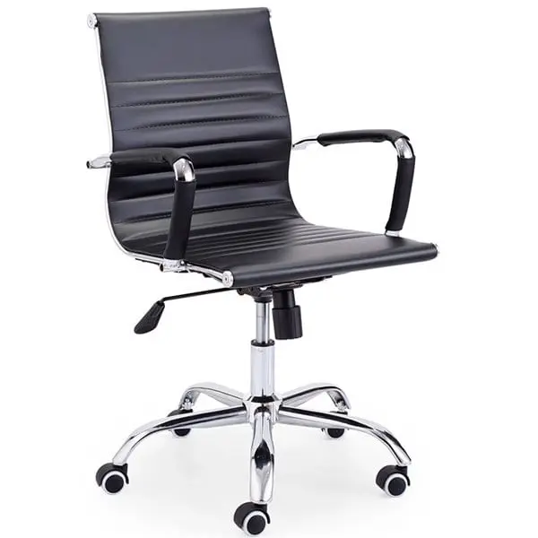 Silla Lucy giratoria polipiel negro 89-99x64x64 cm Adec - 1