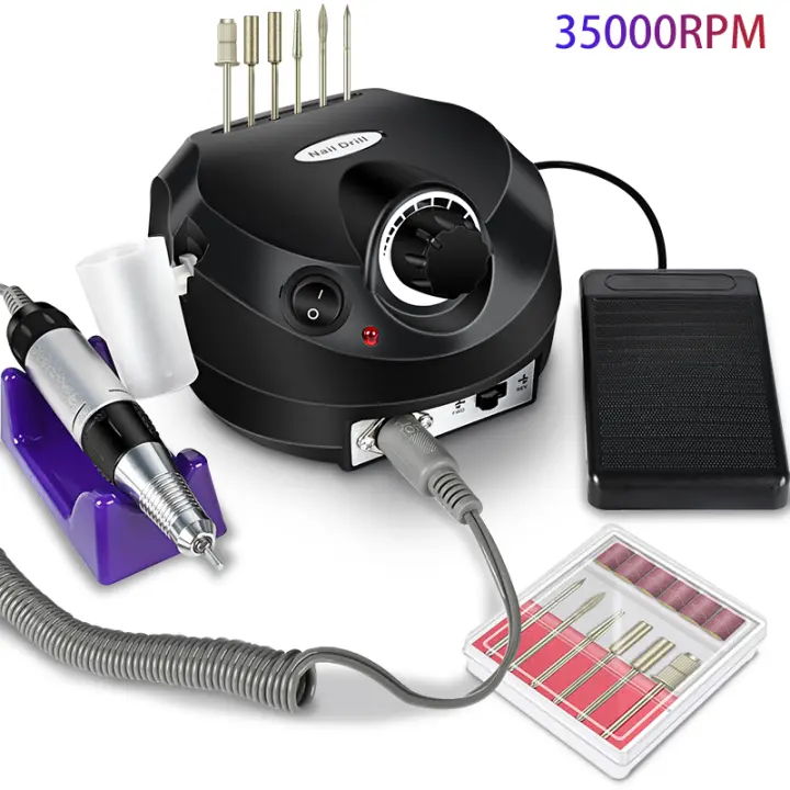 Set De Manicura Eléctrica Profesional 35000RPM Máquina De Taladro Para Uñas Con Polirreparador Portátil Para Salón De Belleza - 1