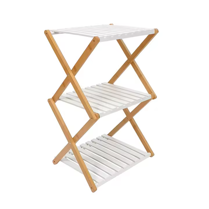 Estantería de Bambú - The Secret Home - Organizador Multiusos - Blanco y Natural - Eficiente y Decorativa - 1