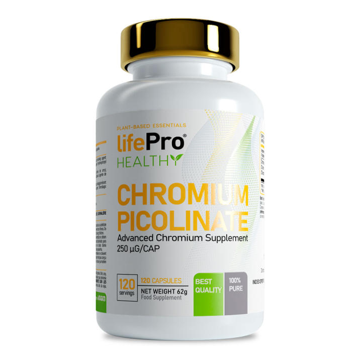 LIFE PRO NUTRITION ESSENTIALS PICOLINATO DE CROMO 120 CAPS - Contribuye al Crecimiento Muscular - Reduce Grasas Acumuladas