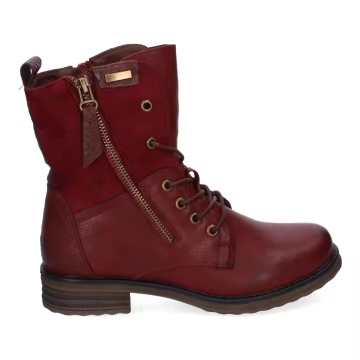 PuntoSalao Botas estilo militar casual para mujer color burdeos F6292 - 1