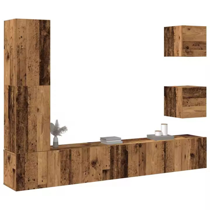 vidaXL Conjunto de mueble de TV 5 piezas montado la pared madera vieja - 1