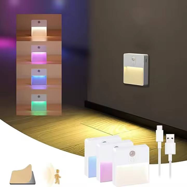 Luz Nocturna Sensor De Movimiento Recargable LED Cambio De Color Para Escaleras Y Pasillos Ilumina Las Áreas Oscuras De Tu Hogar - 1