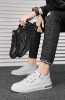 Zapatos Vulcados Para Hombre Malla Transpirable Cuero PVC Antideslizante Cómodo Suela Gruesa Talla Grande Zapatillas Blancas - details 3