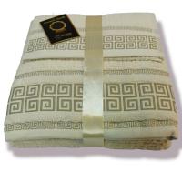 Juego de Toallas de Lujo Mercatienda.es en Algodón Portugués 100% - Absorción 600g/m2 - Set 3 Piezas - Beis Dorado - details 1