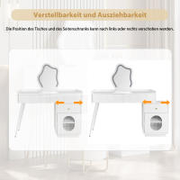 Juego de tocador Blanco para Dormitory with Tres amplios bolsitos y una Puerta-Dimensiones: A100/H75/D40 cm (sin taburete) - details 3
