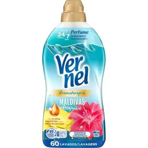 PACK de 8 - VERNEL Suavizante concentrado maldivas 60 lavados 1,08 litros PACK de 8 (480 lavados) - 1