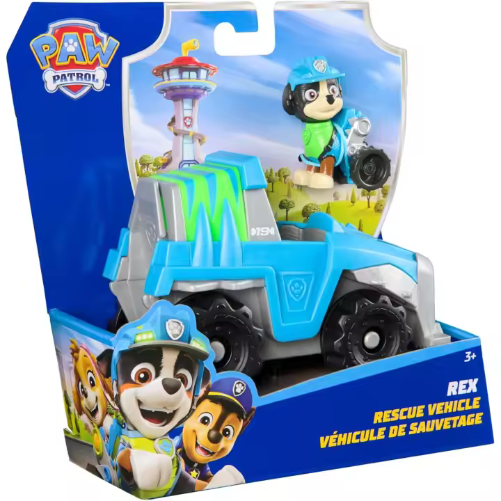 Paw Patrol Patrulla Canina - Coche Dino Rescue + Figura Rex Coche de 15 cm con 1 Figura Rex - Juguetes Niños 3 Años + (Spin Master 6071216) - 1