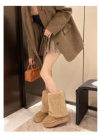 Botas De Nieve Para Mujer Con Aumento De Altura Y Suela Gruesa 2024. Botines De Invierno Con Forro De Peluche Y Algodón Espeso. Material De La Parte Superior PU. Botas De Media Caña. - details 20