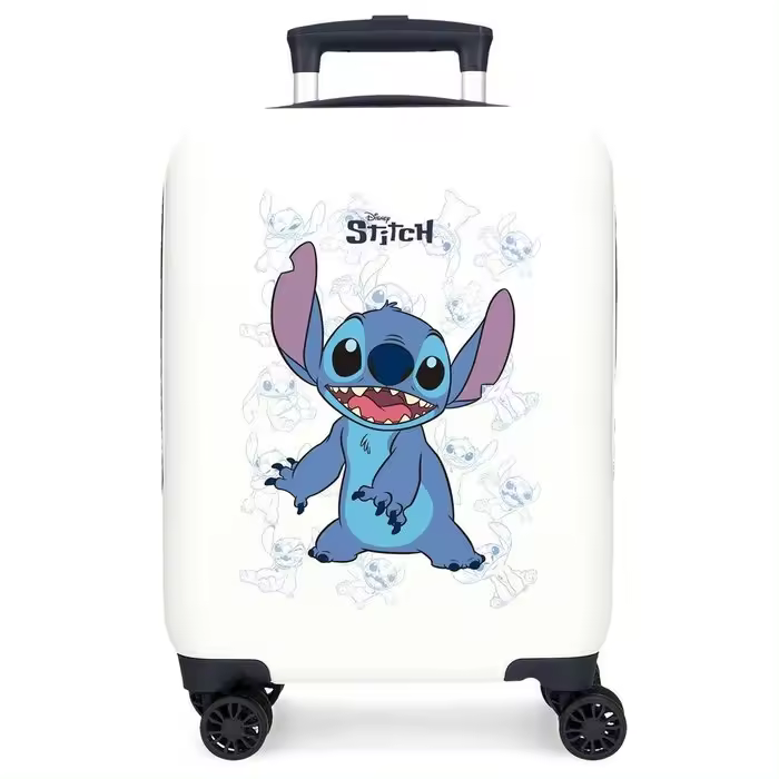 Maleta de Cabina Happy Stitch Rígida 50 cm - Blanco - Disney, Resistente y Divertida para Tus Aventuras de Viaje - 1
