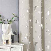Cortina De Living Y Dormitorio Con Patrón De Luna Plateada Alta Precisión Blackout 1 Panel Decorativa Y a Prueba De Luz 100% Poliéster - details 4
