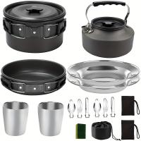 Kit de Cocina para Acampar BOPORO - 15pcs, Utensilios de Cocina Portátiles, Olla Sartén Hervidor para Camping - details 1