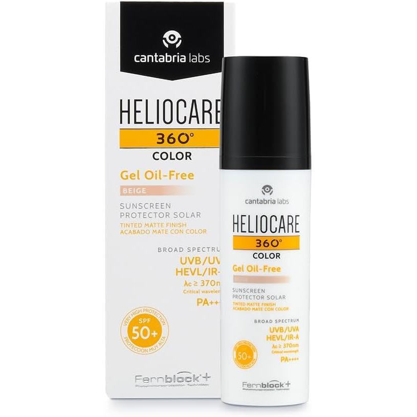 Heliocare 360º Color Gel Oil-Free beige SPF 50+ - Fotoprotección Avanzada con Color, Textura Ligera, Pieles Mixtas o Grasas, Acabado Mate y Tacto Seco, 50ml