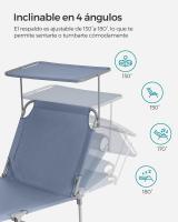 Tumbona Plegable con Parasol y Respaldo Reclinable, Ideal para Jardín, Piscina y Terraza, 193x53x29 cm, Capacidad de 150 kg - details 4