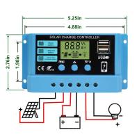 Controlador Solar 12V/24V 30A 20A 10A Regulador PWM Cargador De Batería Con Pantalla LCD Salida USB Doble 5V Para Energía Solar - details 5
