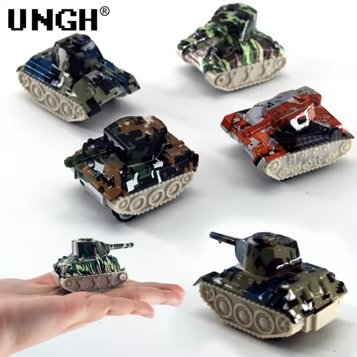 Set De 4 Piezas Mini Tanque Militar Con Retroceso Inercial Vehículo De Plástico Y Aleación Para Niños Juguete Educativo Regalo Para Niños Hombres - 1