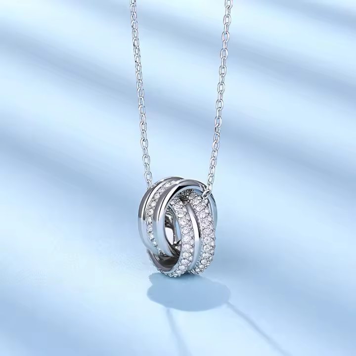 Collar con colgante de doble círculo de circonitas, regalo para mujer, joyería, collar para mujer - 1