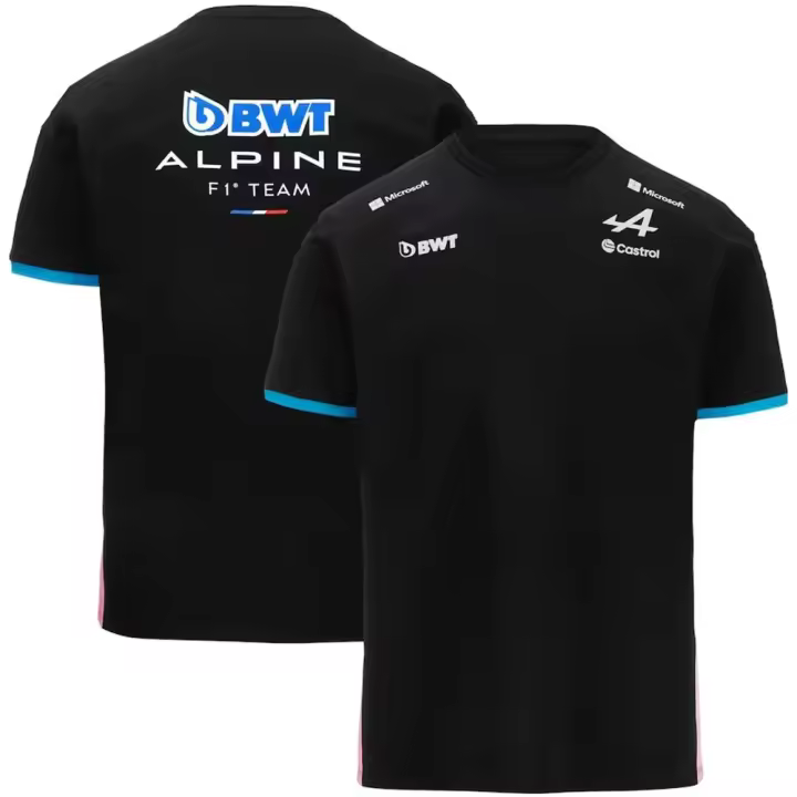 Camiseta De Piloto De Carreras Alpine F1 Team Estilo 2024 Secado Rápido Para Verano Deporte Al Aire Libre Moda Unisex Negro - 1