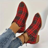 Botas De Tobillo Para Mujer Estampado Navideño Rojo Retro Con Cierre De Cremallera Botines Chelsea Con Plataforma Exterior Clásicos Zapatos De Invierno Talla Verdadera - details 3