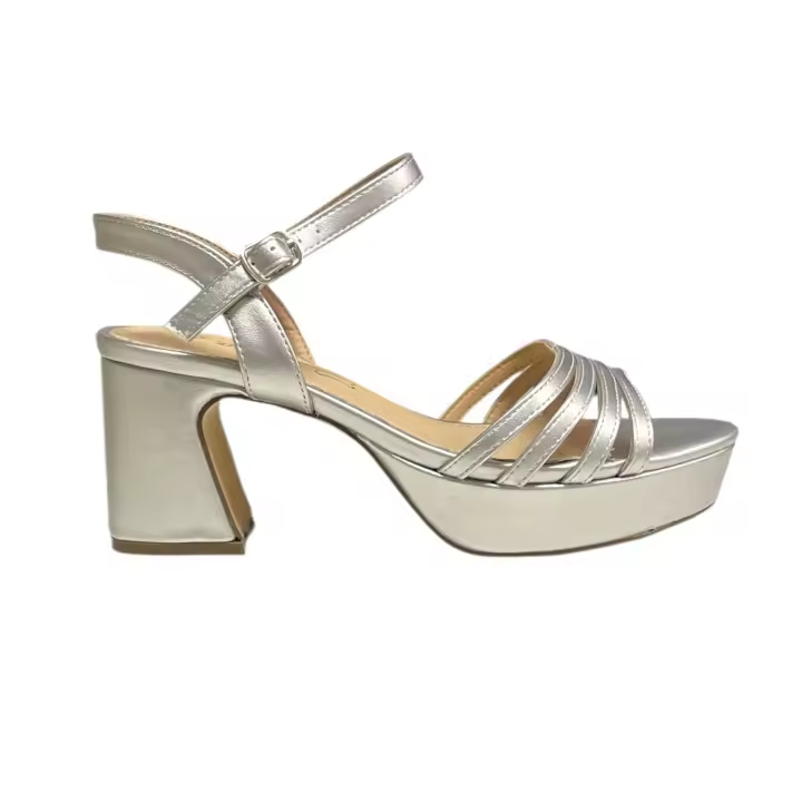 Sandalia De Tacon Plata - 1