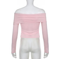 HEYounGIRL Conjunto De Camiseta Y Pantalones Flares De Manga Larga Hombro Descubierto Estilo Casual Streetwear Slim Para Mujer Otoño Invierno - details 7
