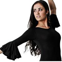 Body de licra para Niña danza flamenca o sevillanas. Doble volante en la manga. Tejido elástico y de calidad. - details 3