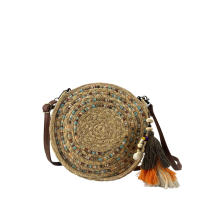 MODELISA Bolso Bandolera Redondo Rafia Paja Borla Concha Estilo Casual Playa Verano Mujer - details 0