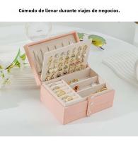 Caja De Almacenamiento De Joyas De Cuero PU Portátil Gran Capacidad Para Viaje Organizador De Joyas Con Mostrador a Prueba De Polvo Para Collares Pendientes Y Anillos - details 1