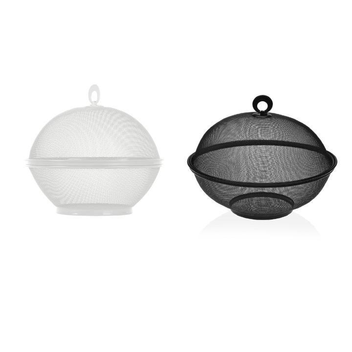 YUMO HOUSE-Frutero de rejilla con tapa-Metálica-Negro o blanco-27cm x 21cm-Evitar insectos/Fruiter de reixeta amb tapa-Metàl·lica-Negre o blanc-27cm x 21cm-Evitar insectes