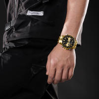 Reloj De Pulsera De Lujo Para Hombre NAVIFORCE NF9234 En Color Negro Y Oro Resistente Al Agua De Acero Inoxidable Cuarzo Deportivo Con Banda De Acero Y Cristal Hardlex - details 6