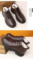 Botas De Hombre Invierno Casuales Cuero Sintético Con Plumas Antideslizantes Altura Del Tobillo Botines De Nieve Versátiles Tallas Reales - details 5