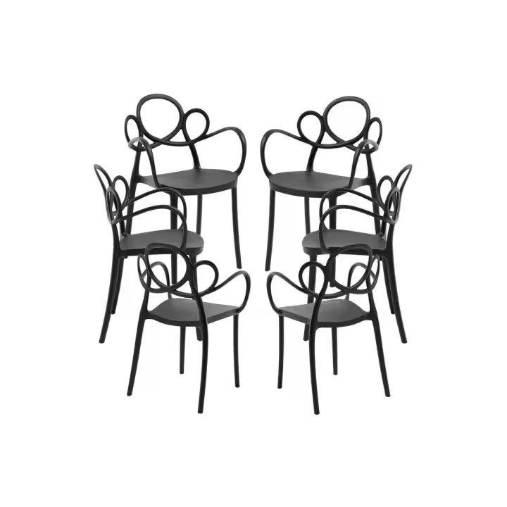 Pack 6 Sillas Sky con Reposabrazos - Negro - 1