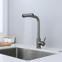 Grifo De Cocina Retráctil En Gris Y Negro Con 6 Modos Y Cabezal De Rociador Acero Inoxidable Mate Manillar Sencillo Montaje En Plato - details 7