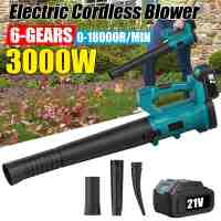 Soplador de hojas inalámbrico de 21 V, 1 batería + 1 cargador, 6 velocidades, 3000 W, 18 000 RPM, viento potente, ideal para césped, patio y jardín - details 0