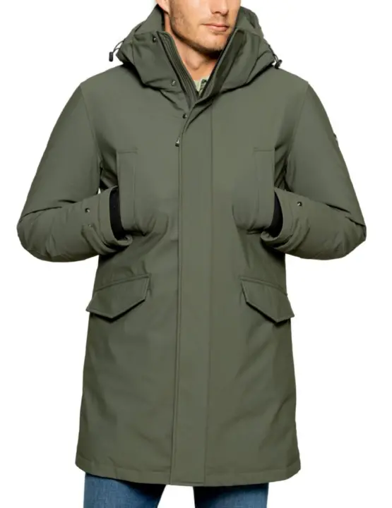 Parka Scotta Rainy verde oscuro con capucha para hombre - 1