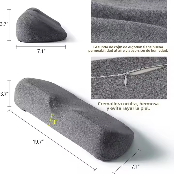 Almohada De Memoria Para El Cuello Ergonómica Para Dormir En Lado Almohada De Contorno Orthopédica Decorativa Viaje Cama 100% Algodón - 1