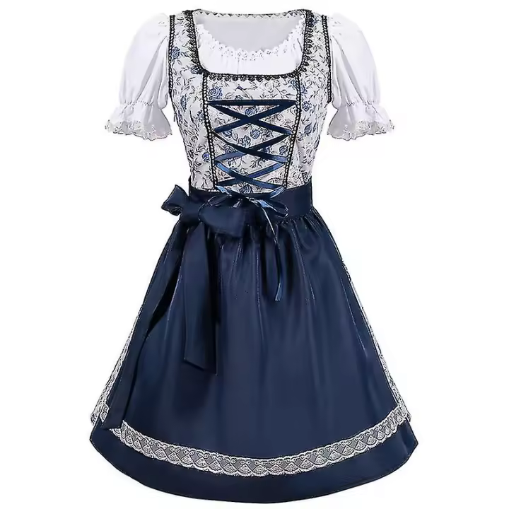 Vestido de fiesta de disfraz de Oktoberfest alemán, vestido de sirvienta de Cosplay, vestido con cuello en V - 1