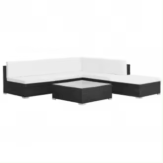 VIDAXL conjunto de muebles de jardín de ratán sintético negro con cojines blanco crema vida xl - 1