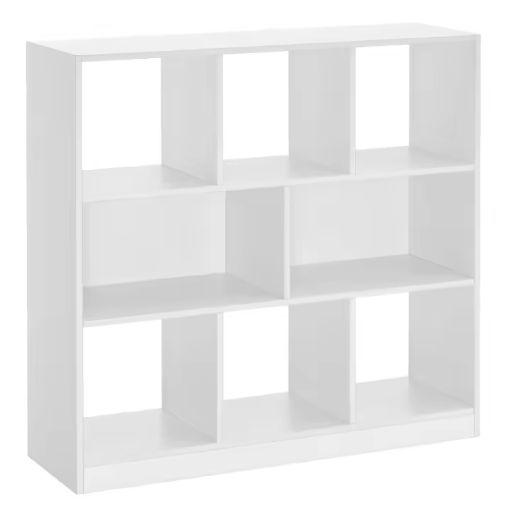 VASAGLE Librería, Estantería de Pie, con 8 Compartimentos Abiertos, Utilizable Horizontalmente, Lateralmente o Boca Abajo, 30 x 97,5 x 100 cm, para Sala de Estar, Oficina, Color Roble/Blanco - 1